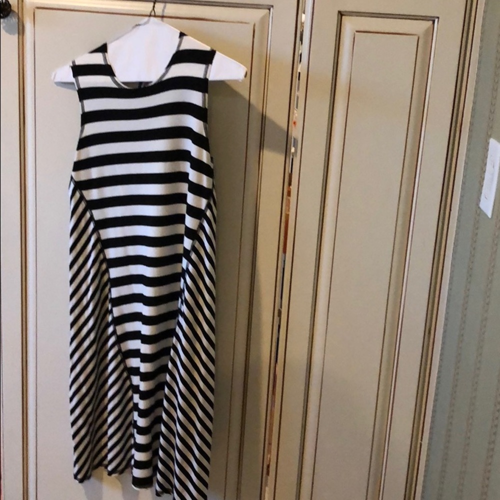 Trouble at the Mill Black-and Cream Striped Dress